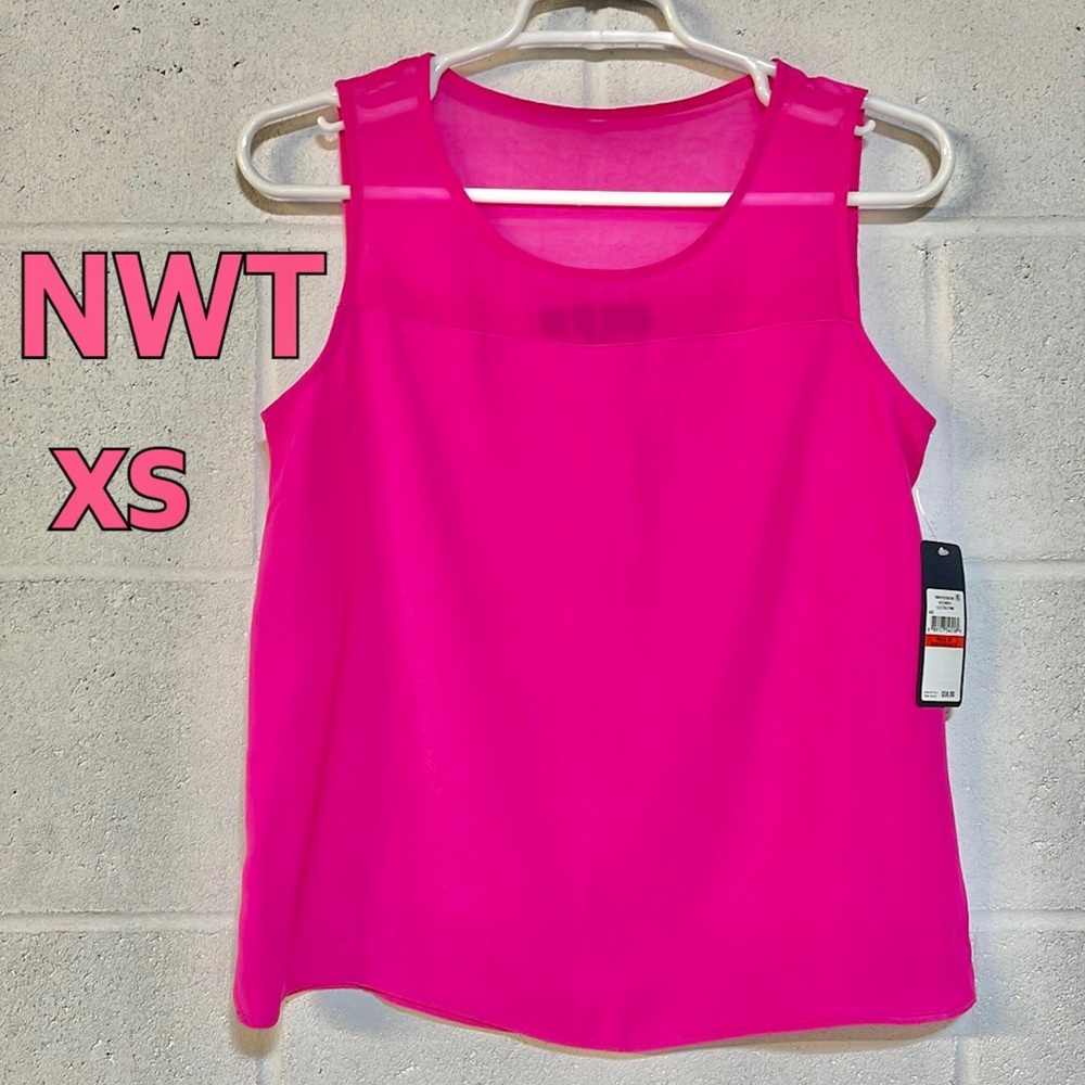 NWT (XS) Rachel Roy electric hot pink sleeveless layering top round scoop neck